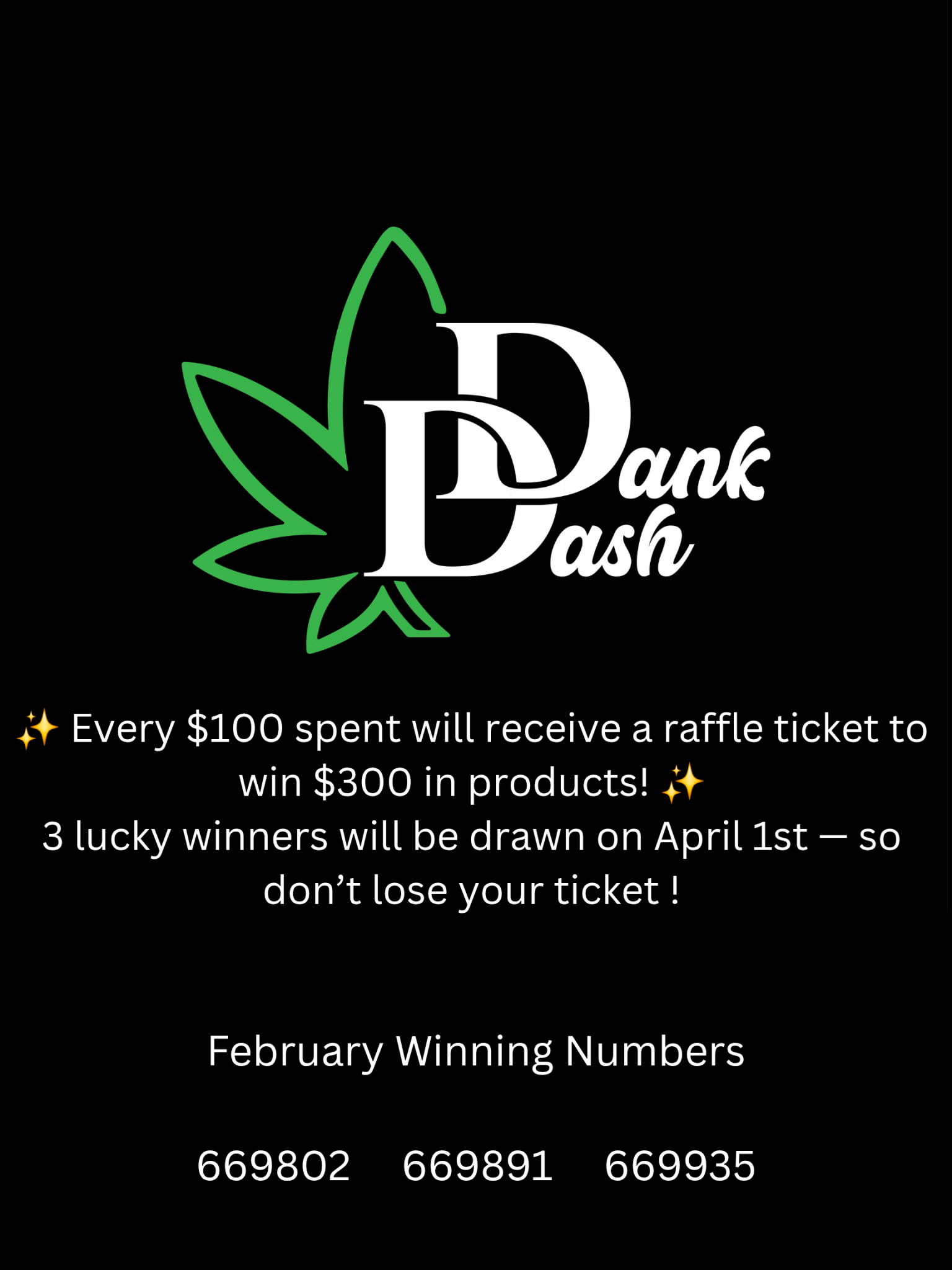 ✨ Every $100 spent will receive a raffle ticket to win $300 in products! ✨ _20260301_213839_0000