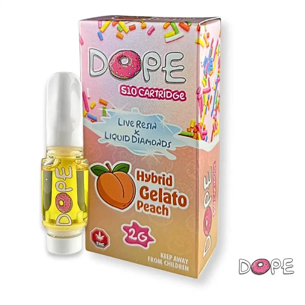 DOPE LIVE RESIN X LIQUID DIAMONDS VAPE CART – GELATO PEACH (2 GRAM)
