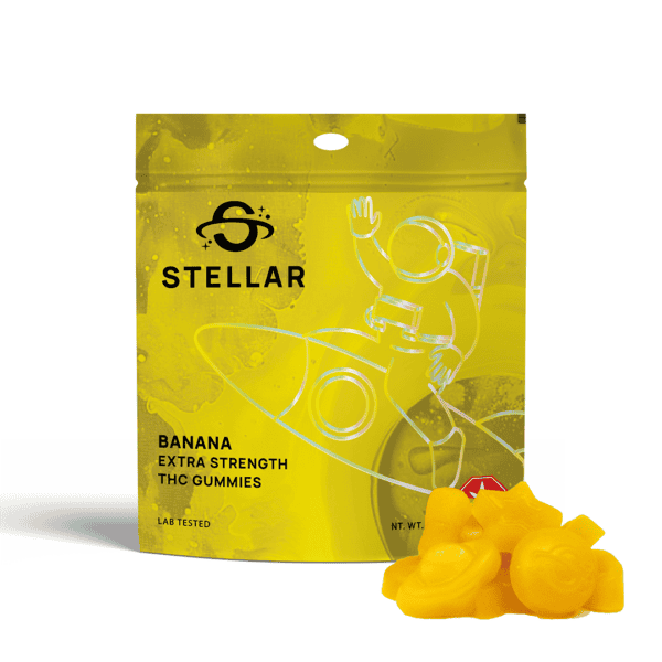 STLR_Banana_NEW_Bag1 STELLAR GUMMIES – (2000-MG-THC) BANANA