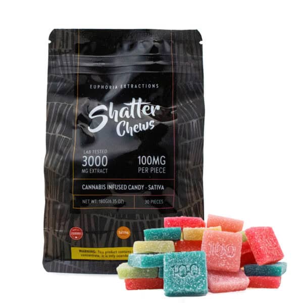 EUPHORIA SHATTER CHEWS – (3000-MG-THC) ASSORTED INDICA